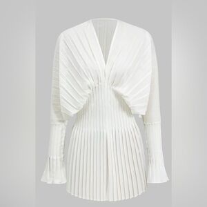 micas pleated bell sleeve corset waist long sleeve micas